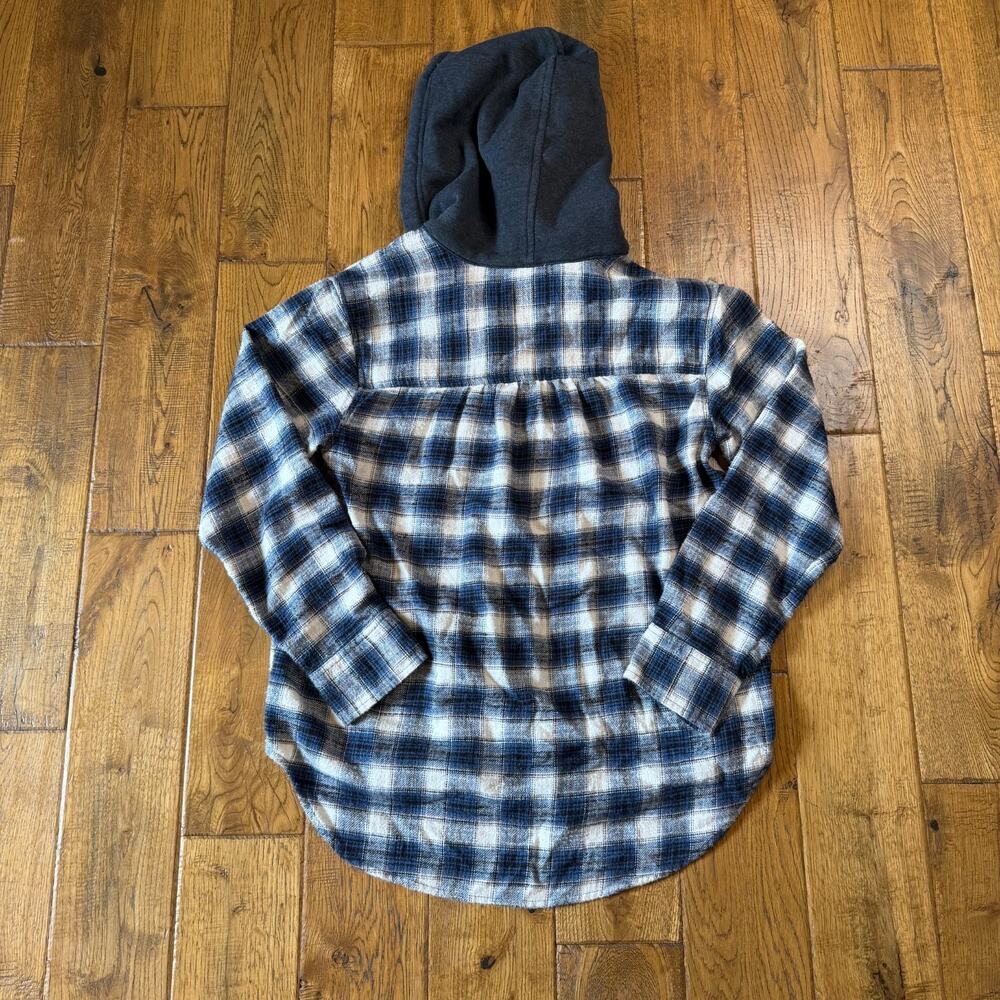 Lot of 2 American Eagle Plaid Oversized Flannel Hoodie Button Up Shirt Sz XS/S - Picture 6 of 9